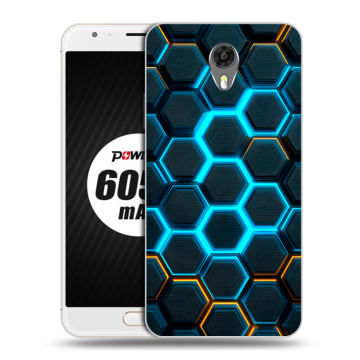 Пластиковый чехол на Ulefone Power 2 с принтом Неоновые соты Пластиковый чехол на Ulefone Power 2 с принтом Неоновые соты