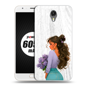 Пластиковый чехол на Ulefone Power 2 с принтом девушка цветы Пластиковый чехол на Ulefone Power 2 с принтом девушка цветы