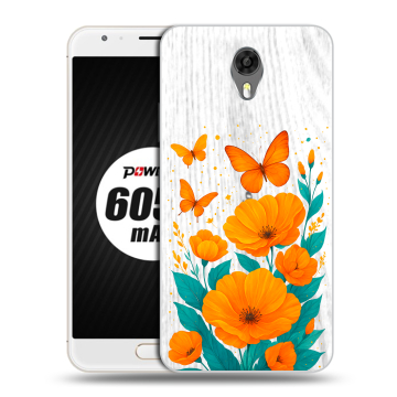 Пластиковый чехол на Ulefone Power 2 с принтом цветы бабочки Пластиковый чехол на Ulefone Power 2 с принтом цветы бабочки