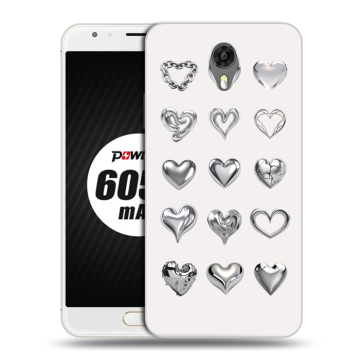 Пластиковый чехол на Ulefone Power 2 с принтом Y2K сердечки Пластиковый чехол на Ulefone Power 2 с принтом Y2K сердечки