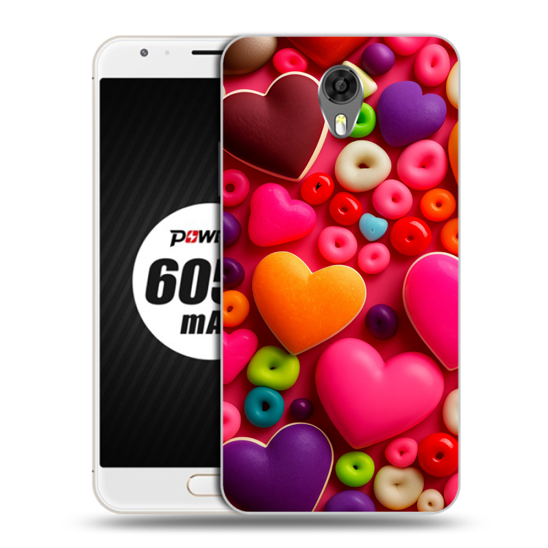 Пластиковый чехол на Ulefone Power 2 с принтом Сердечки Пластиковый чехол на Ulefone Power 2 с принтом Сердечки