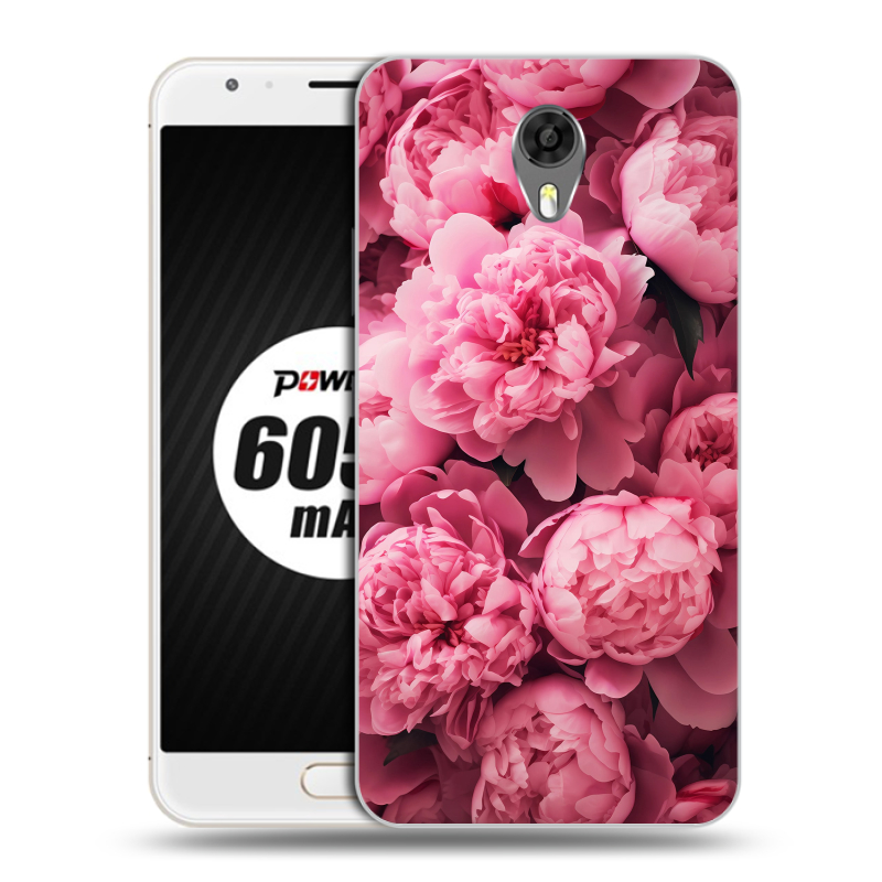 Пластиковый чехол на Ulefone Power 2 с принтом цветы пионы Пластиковый чехол на Ulefone Power 2 с принтом цветы пионы