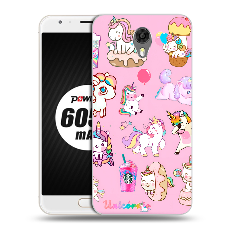 Пластиковый чехол на Ulefone Power 2 с принтом розовые единороги Пластиковый чехол на Ulefone Power 2 с принтом розовые единороги