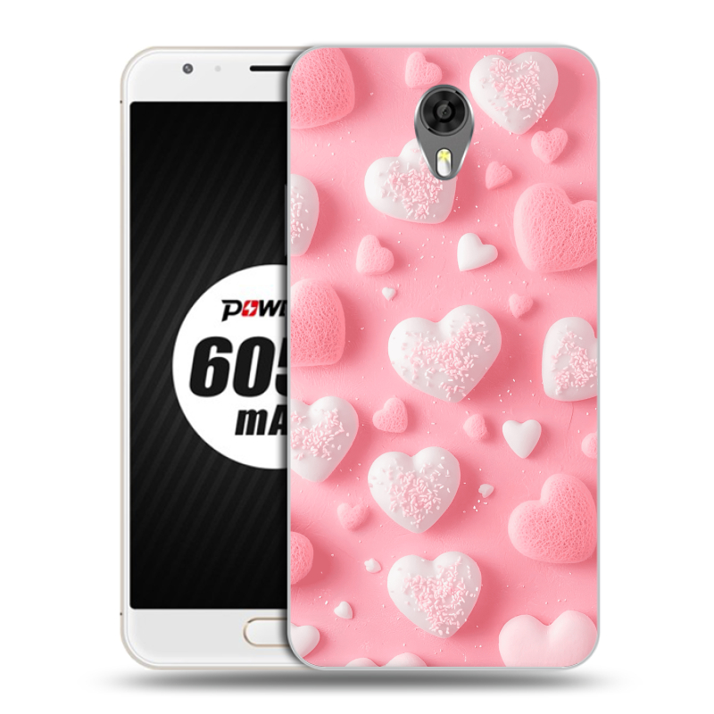 Пластиковый чехол на Ulefone Power 2 с принтом Сердечки Пластиковый чехол на Ulefone Power 2 с принтом Сердечки