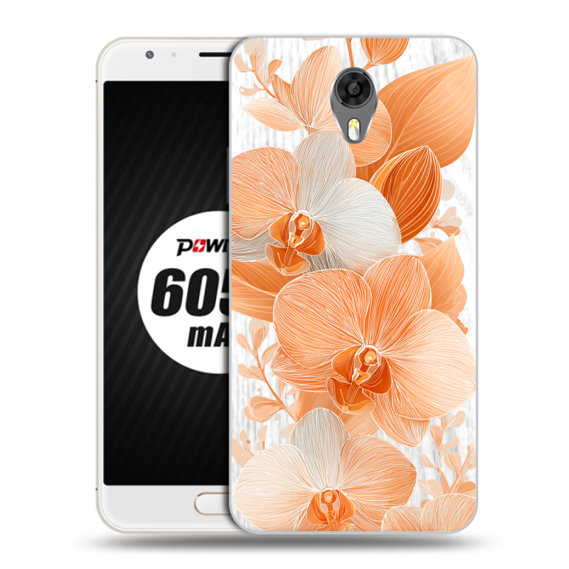 Пластиковый чехол на Ulefone Power 2 с принтом Бежевые цветы Пластиковый чехол на Ulefone Power 2 с принтом Бежевые цветы