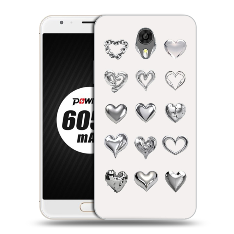 Пластиковый чехол на Ulefone Power 2 с принтом Y2K сердечки Пластиковый чехол на Ulefone Power 2 с принтом Y2K сердечки