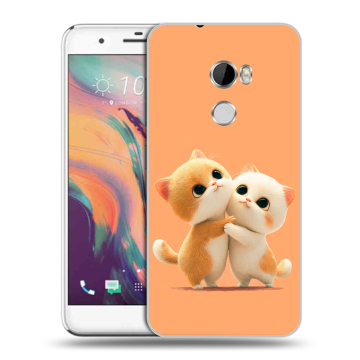 Силиконовый чехол на HTC One X10 с принтом Милые котики