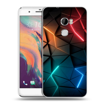 Силиконовый чехол на HTC One X10 с принтом Абстракция неон