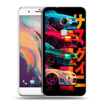Силиконовый чехол на HTC One X10 с принтом Гоночные машины