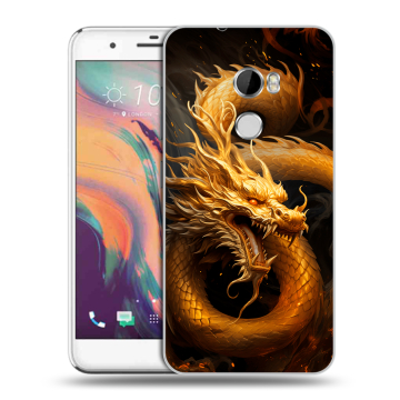 Силиконовый чехол на HTC One X10 с принтом Золотой дракон Силиконовый чехол на HTC One X10 с принтом Золотой дракон
