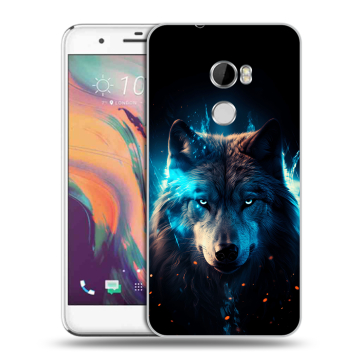 Силиконовый чехол на HTC One X10 с принтом Волк ночной Силиконовый чехол на HTC One X10 с принтом Волк ночной