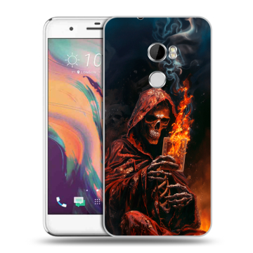 Силиконовый чехол на HTC One X10 с принтом Скелет и карты