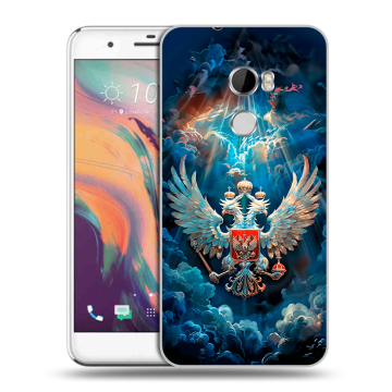 Силиконовый чехол на HTC One X10 с принтом Герб флаг России