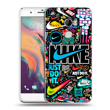Силиконовый чехол на HTC One X10 с принтом найк nike черный Силиконовый чехол на HTC One X10 с принтом найк nike черный