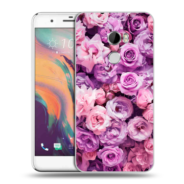 Силиконовый чехол на HTC One X10 с принтом лавандовые розы