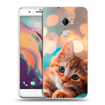 Силиконовый чехол на HTC One X10 с принтом котик