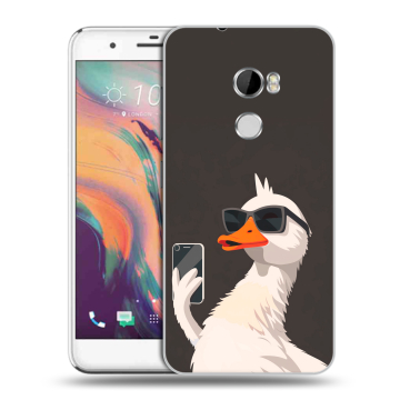 Силиконовый чехол на HTC One X10 с принтом утка в очках