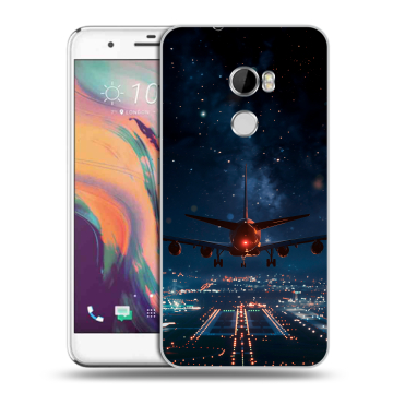 Силиконовый чехол на HTC One X10 с принтом самолет