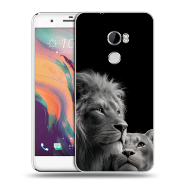 Силиконовый чехол на HTC One X10 с принтом Лев кошки