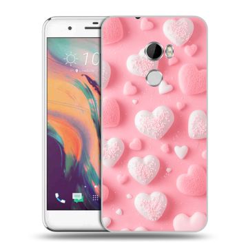 Силиконовый чехол на HTC One X10 с принтом Сердечки