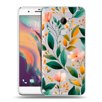 Силиконовый чехол на HTC One X10 с принтом Цветы паттерн