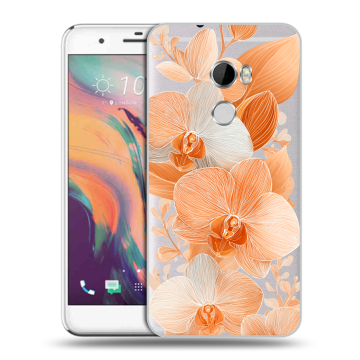 Силиконовый чехол на HTC One X10 с принтом Бежевые цветы