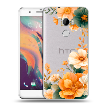 Силиконовый чехол на HTC One X10 с принтом Цветы принт