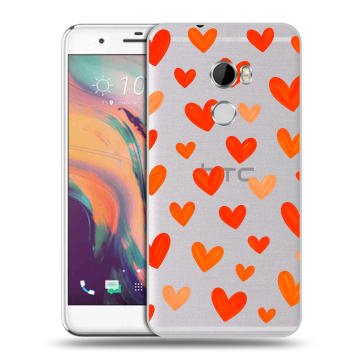 Силиконовый чехол на HTC One X10 с принтом Сердечки