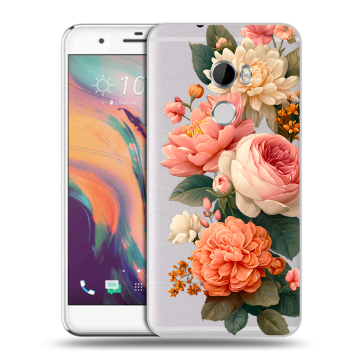 Силиконовый чехол на HTC One X10 с принтом цветы