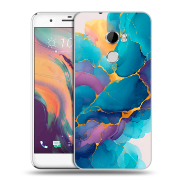 Силиконовый чехол на HTC One X10 с принтом Мрамор блестки