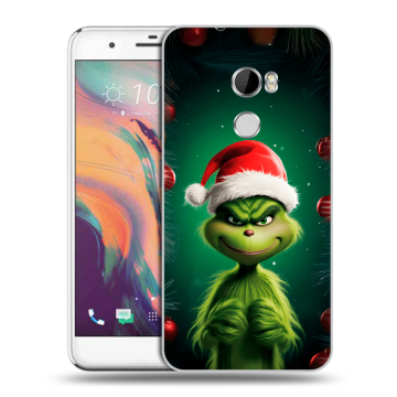 Силиконовый чехол на HTC One X10 с принтом Гринч Новый год Рождество