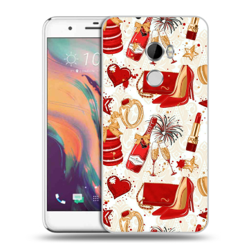 Силиконовый чехол на HTC One X10 с принтом Новый год
