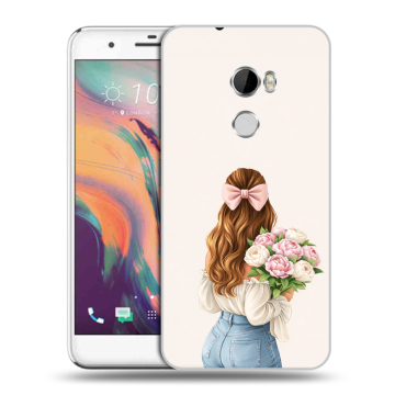 Силиконовый чехол на HTC One X10 с принтом женский