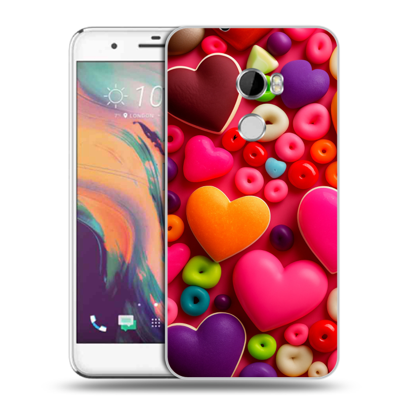 Силиконовый чехол на HTC One X10 с принтом Сердечки Силиконовый чехол на HTC One X10 с принтом Сердечки