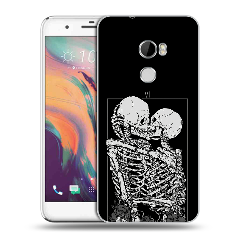 Силиконовый чехол на HTC One X10 с принтом Поцелуй скелетов Силиконовый чехол на HTC One X10 с принтом Поцелуй скелетов