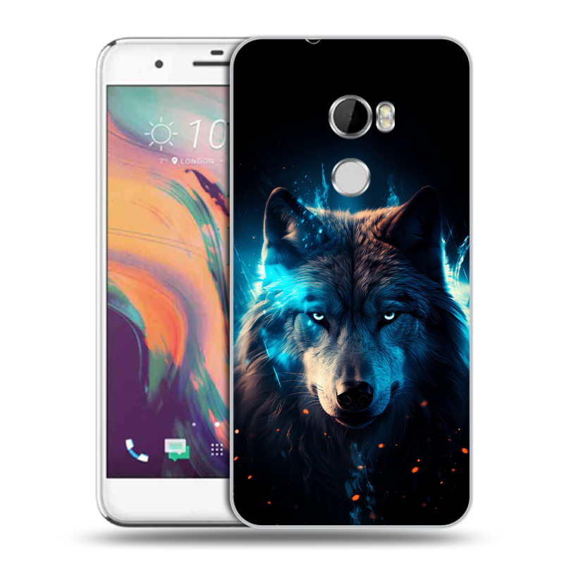 Пластиковый чехол на HTC One X10 с принтом Волк ночной Пластиковый чехол на HTC One X10 с принтом Волк ночной