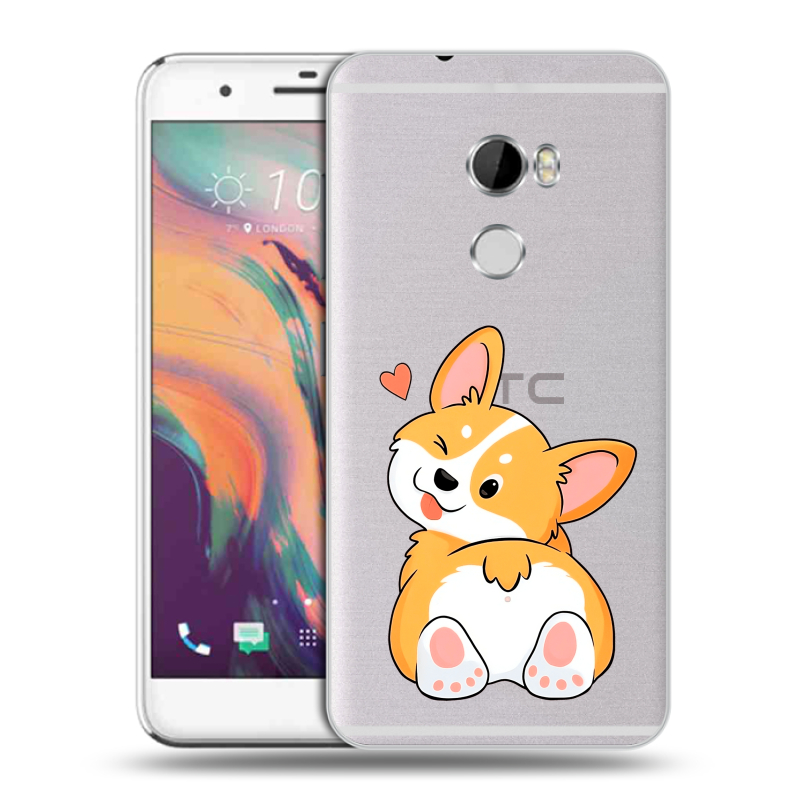 Пластиковый чехол на HTC One X10 с принтом Корги Пластиковый чехол на HTC One X10 с принтом Корги