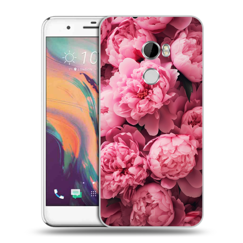 Пластиковый чехол на HTC One X10 с принтом цветы пионы Пластиковый чехол на HTC One X10 с принтом цветы пионы