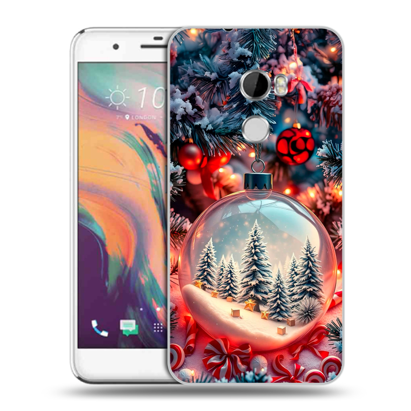 Силиконовый чехол на HTC One X10 с принтом Новый год Силиконовый чехол на HTC One X10 с принтом Новый год