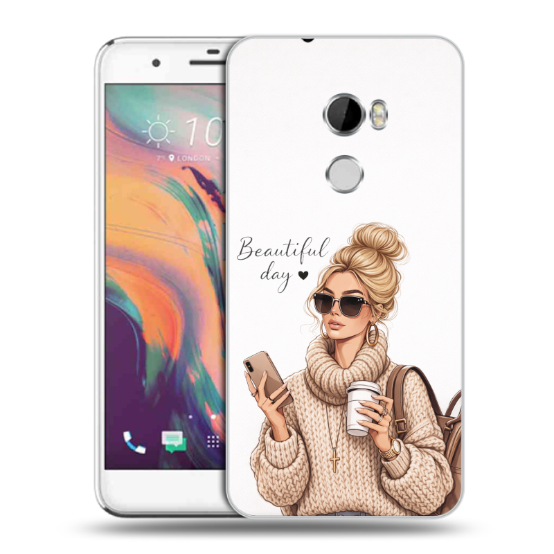 Пластиковый чехол на HTC One X10 с принтом женский Пластиковый чехол на HTC One X10 с принтом женский