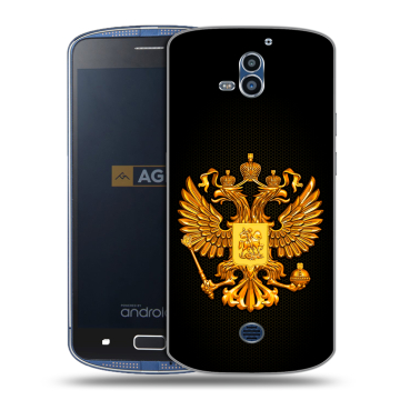 Силиконовый чехол на AGM X1 с принтом Герб России желтый