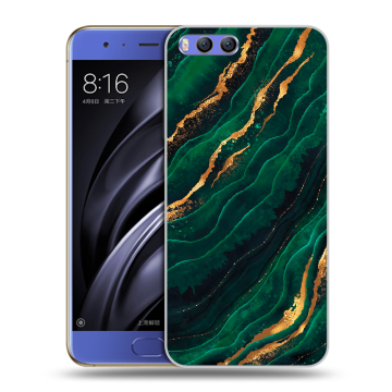 Силиконовый чехол на Xiaomi Mi6 с принтом Мрамор зеленое золото Силиконовый чехол на Xiaomi Mi6 с принтом Мрамор зеленое золото