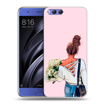 Силиконовый чехол на Xiaomi Mi6 с принтом Девушка и букет Силиконовый чехол на Xiaomi Mi6 с принтом Девушка и букет
