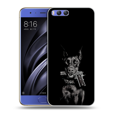 Силиконовый чехол на Xiaomi Mi6 с принтом Доберман и пистолет Силиконовый чехол на Xiaomi Mi6 с принтом Доберман и пистолет