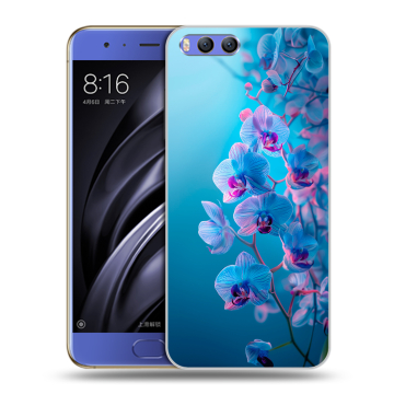 Силиконовый чехол на Xiaomi Mi6 с принтом голубые орхидеи