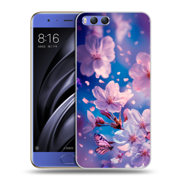 Силиконовый чехол на Xiaomi Mi6 с принтом цветы бабочки