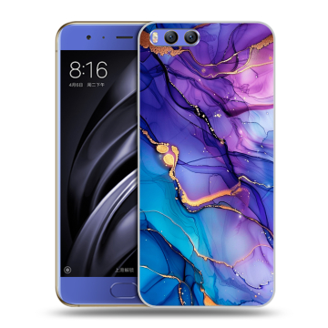 Силиконовый чехол на Xiaomi Mi6 с принтом синий мрамор