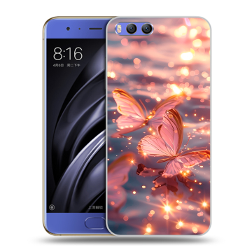 Силиконовый чехол на Xiaomi Mi6 с принтом бабочки розовые Силиконовый чехол на Xiaomi Mi6 с принтом бабочки розовые