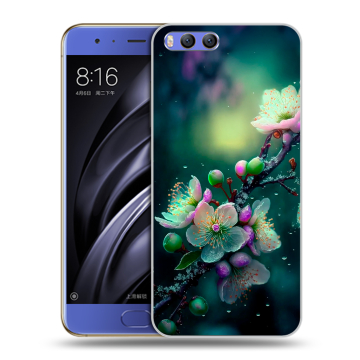 Силиконовый чехол на Xiaomi Mi6 с принтом Цветы и мрамор Силиконовый чехол на Xiaomi Mi6 с принтом Цветы и мрамор