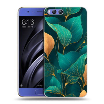 Силиконовый чехол на Xiaomi Mi6 с принтом Листья и золото
